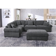 Oliver Polyester Upholstered Large 4 Seats Sectional Sofa with Ottoman Dark Gray