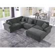 Oliver Polyester Upholstered Large 4 Seats Sectional Sofa with Ottoman Dark Gray