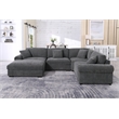 Oliver Polyester Upholstered Large 4 Seats Sectional Sofa with Ottoman Dark Gray