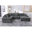 Oliver Polyester Upholstered Large 4 Seats Sectional Sofa with Ottoman Dark Gray