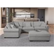 Oliver Polyester Upholstered Large 4-Seat Sectional Sofa with Ottoman Light Gray