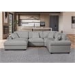 Oliver Polyester Upholstered Large 4-Seat Sectional Sofa with Ottoman Light Gray