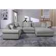 Oliver Polyester Upholstered Large 4-Seat Sectional Sofa with Ottoman Light Gray