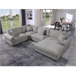 Oliver Polyester Upholstered Large 4-Seat Sectional Sofa with Ottoman Light Gray