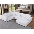 Oliver Polyester Upholstered Large 4 Seats Sectional Sofa with Ottoman White