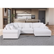 Oliver Polyester Upholstered Large 4 Seats Sectional Sofa with Ottoman White
