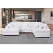 Oliver Polyester Upholstered Large 4 Seats Sectional Sofa with Ottoman White