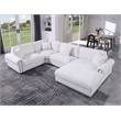 Oliver Polyester Upholstered Large 4 Seats Sectional Sofa with Ottoman White
