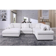 Oliver Polyester Upholstered Large 4 Seats Sectional Sofa with Ottoman White
