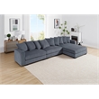 Jane Polyester Upholstered Sectional Comfy Sofa With Ottoman Dark Gray