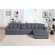 Jane Polyester Upholstered Sectional Comfy Sofa With Ottoman Dark Gray