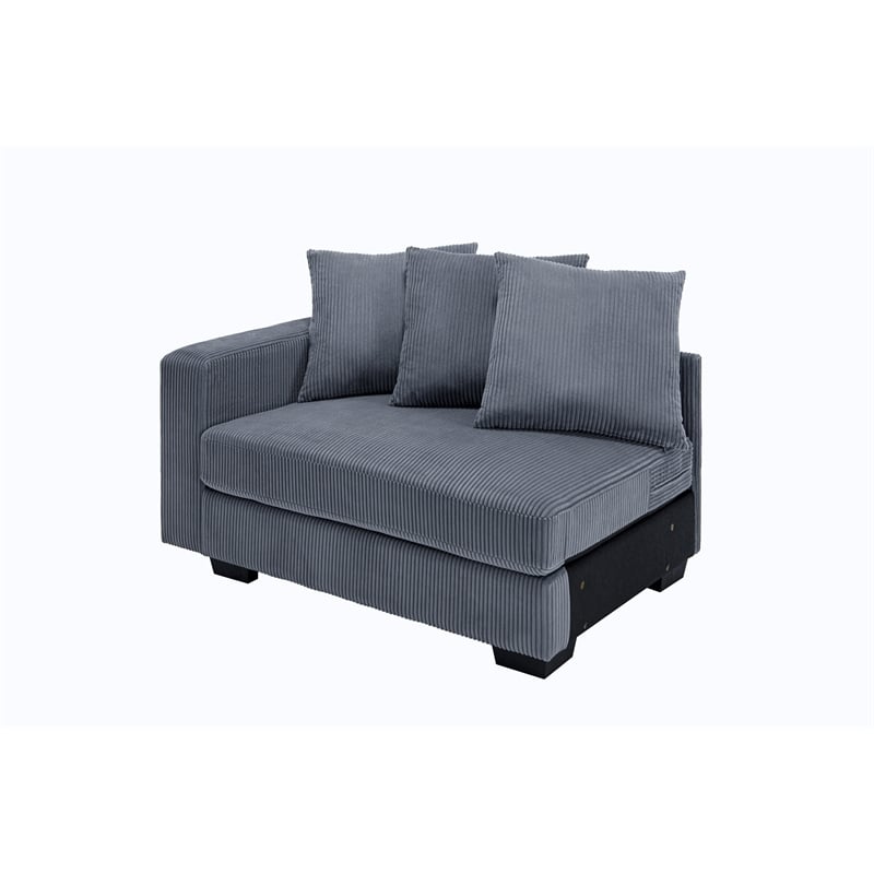 Jane Polyester Upholstered Sectional Comfy Sofa With Ottoman Dark Gray