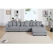 Jane Polyester Upholstered Sectional Comfy Sofa With Ottoman Light Gray