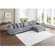 Jane Polyester Upholstered Sectional Comfy Sofa With Ottoman Light Gray