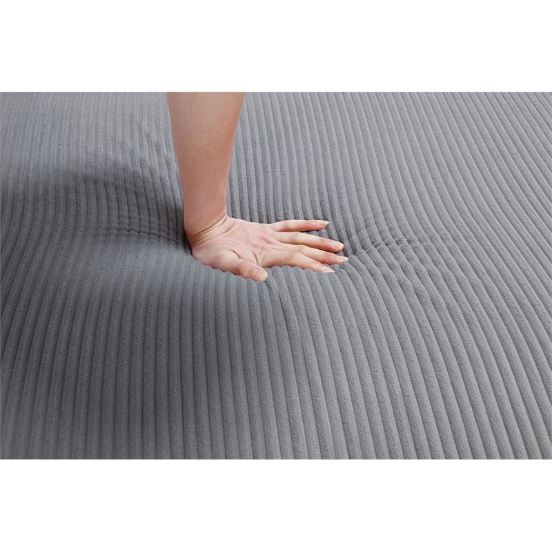 Jane Polyester Upholstered Sectional Comfy Sofa With Ottoman Light Gray