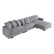 Jane Polyester Upholstered Sectional Comfy Sofa With Ottoman Light Gray