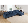 Jane Polyester Upholstered Sectional Comfy Sofa With Ottoman Blue