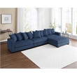 Jane Polyester Upholstered Sectional Comfy Sofa With Ottoman Blue