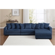 Jane Polyester Upholstered Sectional Comfy Sofa With Ottoman Blue