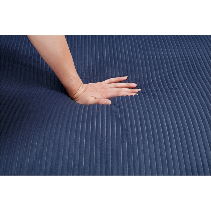 Jane Polyester Upholstered Sectional Comfy Sofa With Ottoman Blue