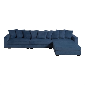 Jane Polyester Upholstered Sectional Comfy Sofa With Ottoman Blue