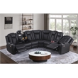 Ollie Faux Leather Electric Recliner W/ Cup Holder & Speaker & USB Charger Black