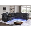 Ollie Faux Leather Electric Recliner W/ Cup Holder & Speaker & USB Charger Black