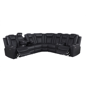 ollie faux leather electric recliner w/ cup holder & speaker & usb charger black