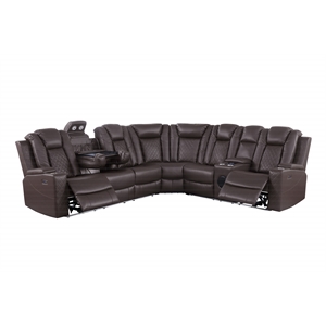 ollie faux leather electric recliner w/ cup holder & speaker & usb charger brown
