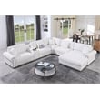 Oliver Polyester Sectional Sofa Couch with Ottoman & Cup holder & Charger White