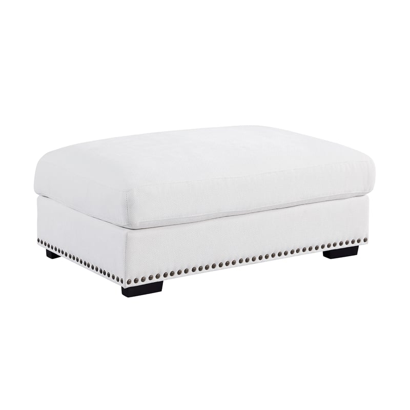 Oliver Polyester Sectional Sofa Couch with Ottoman & Cup holder & Charger White
