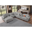 Oliver Polyester Sectional Sofa Couch with Ottoman & Cup holder & Charger Gray
