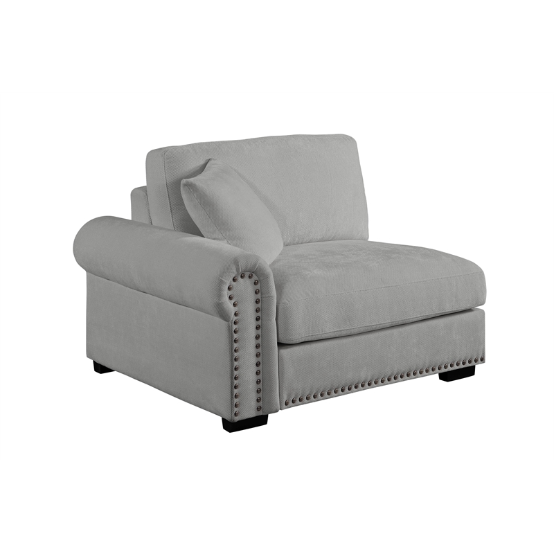 Oliver Polyester Sectional Sofa Couch with Ottoman & Cup holder & Charger Gray
