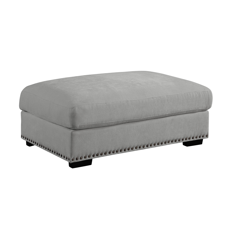 Oliver Polyester Sectional Sofa Couch with Ottoman & Cup holder & Charger Gray