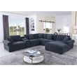 Oliver Polyester Sectional Sofa Couch with Ottoman & Cup holder & Charger Blue