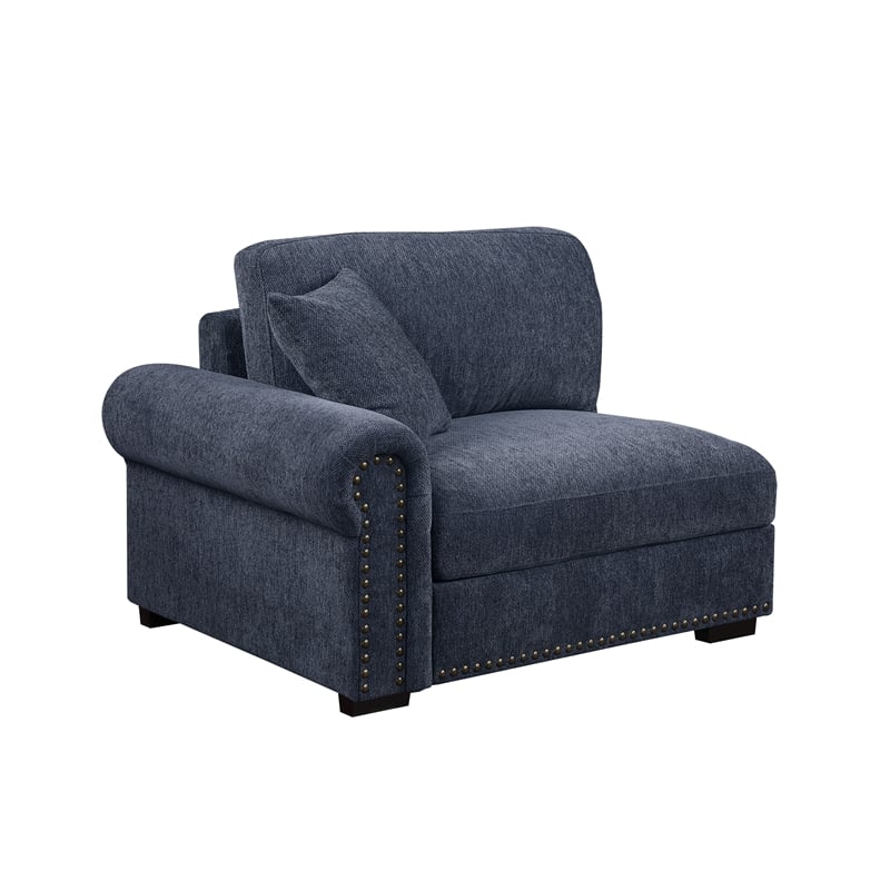 Oliver Polyester Sectional Sofa Couch with Ottoman & Cup holder & Charger Blue