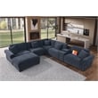 Oliver Polyester Sectional Sofa Couch with Ottoman & Cup holder & Charger Blue