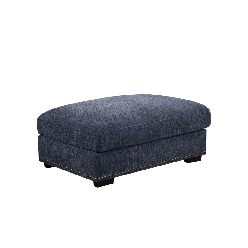 Oliver Polyester Sectional Sofa Couch with Ottoman & Cup holder & Charger Blue