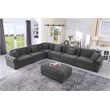 Oliver Polyester Upholstered Large Sectional Sofa 6-seat with ottoman Dark Gray