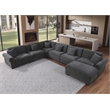 Oliver Polyester Upholstered Large Sectional Sofa 6-seat with ottoman Dark Gray