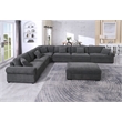 Oliver Polyester Upholstered Large Sectional Sofa 6-seat with ottoman Dark Gray