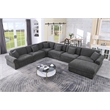 Oliver Polyester Upholstered Large Sectional Sofa 6-seat with ottoman Dark Gray