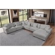 Oliver Polyester Upholstered Large Sectional Sofa 6-seat with ottoman Light Gray
