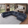 Oliver Polyester Upholstered Large Sectional Sofa 6-seat with ottoman Blue