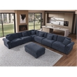 Oliver Polyester Upholstered Large Sectional Sofa 6-seat with ottoman Blue