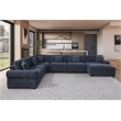 Oliver Polyester Upholstered Large Sectional Sofa 6-seat with ottoman Blue