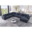 Oliver Polyester Upholstered Large Sectional Sofa 6-seat with ottoman Blue