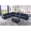Oliver Polyester Upholstered Large Sectional Sofa 6-seat with ottoman Blue