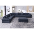 Oliver Polyester Upholstered Large Sectional Sofa 6-seat with ottoman Blue