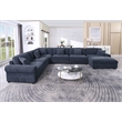 Oliver Polyester Upholstered Large Sectional Sofa 6-seat with ottoman Blue
